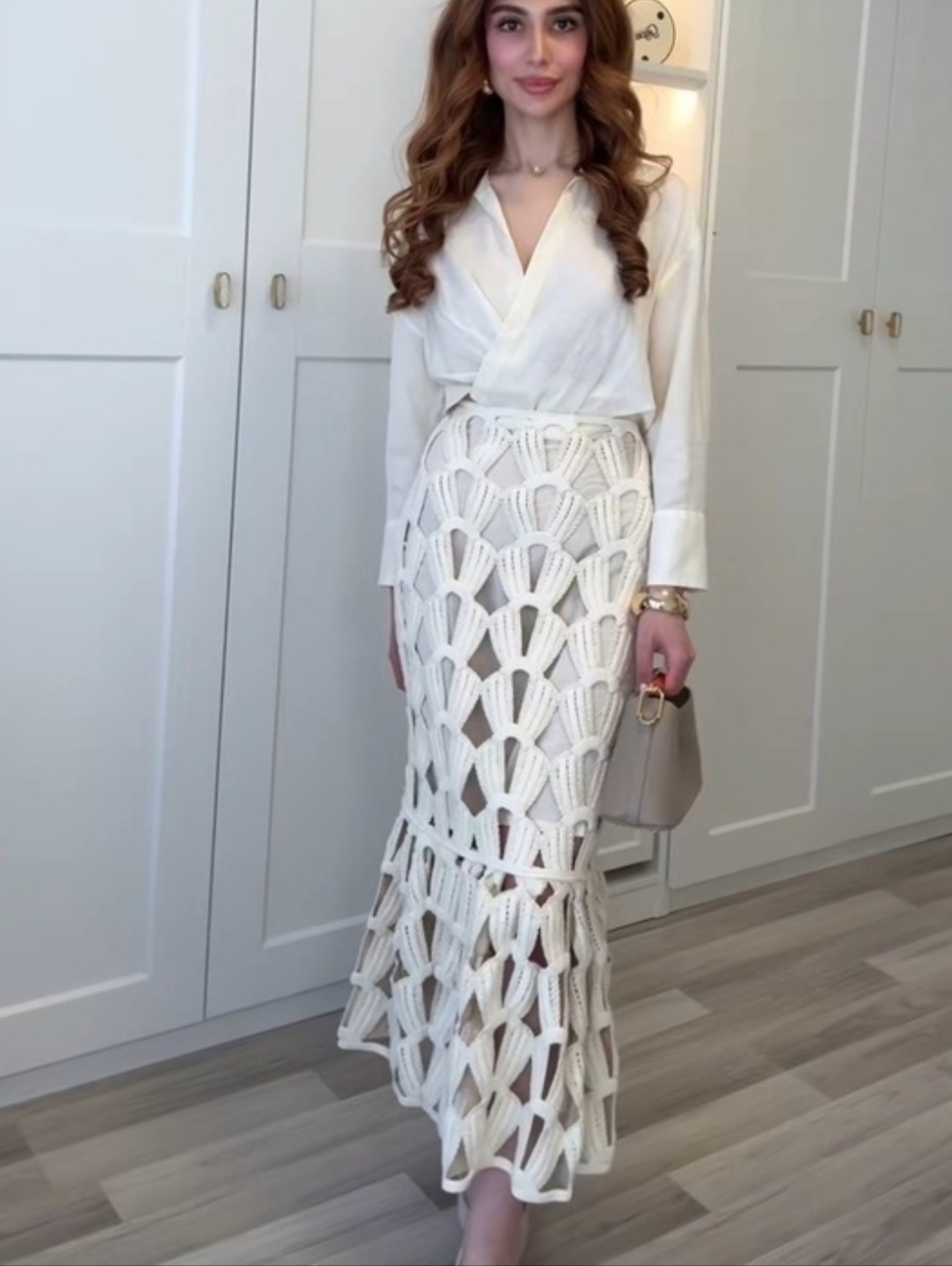 Brand New Sz M H&M CROCHET-LOOK Cream SKIRT - Picture 6 of 13